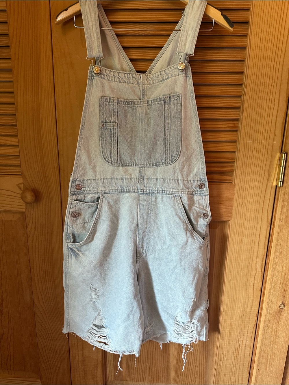 Women’s Light Blue Denim Short Overalls